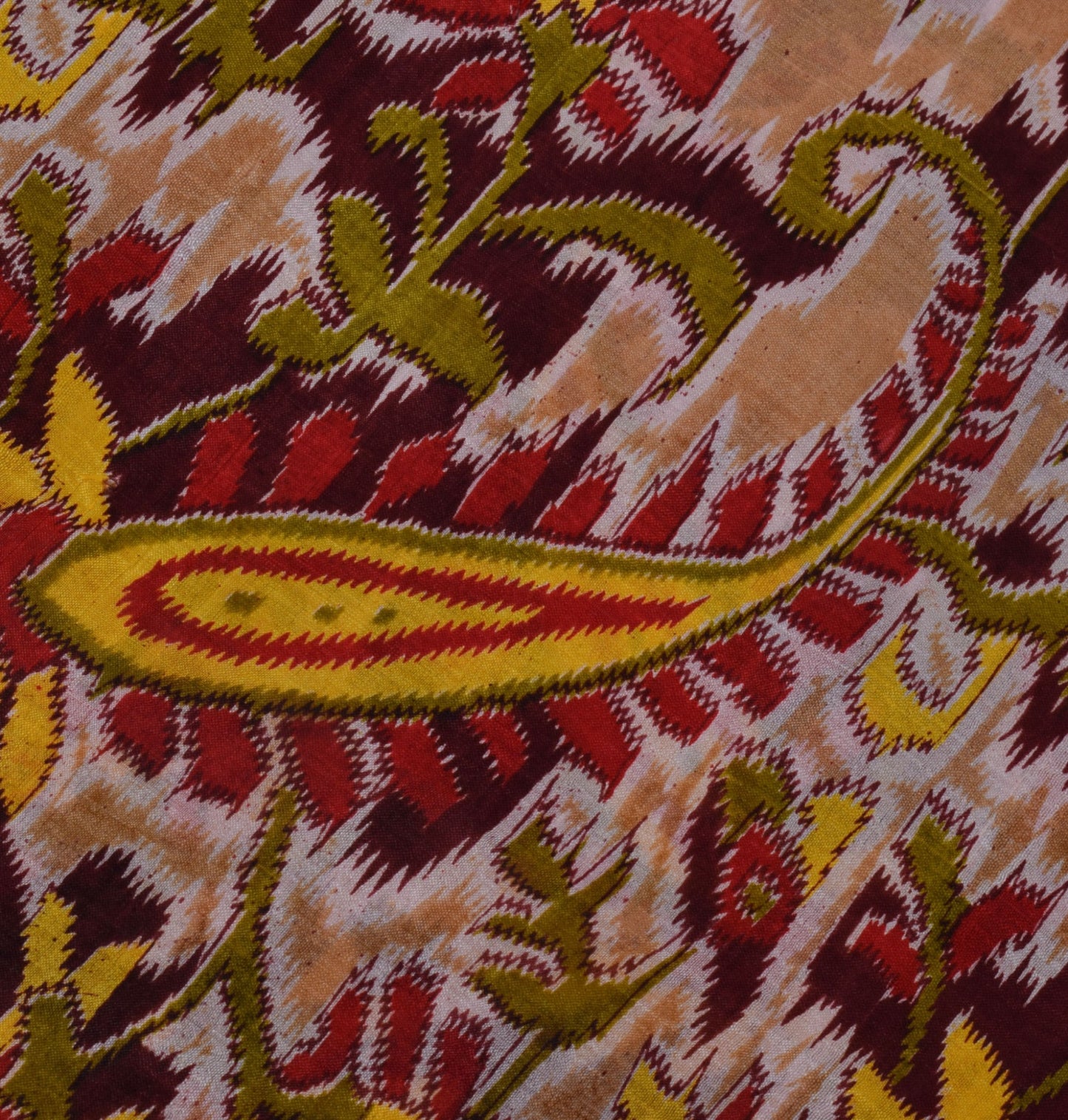 Sushila Vintage Brown Saree 100% Pure Silk Printed Floral Soft Craft Fabric