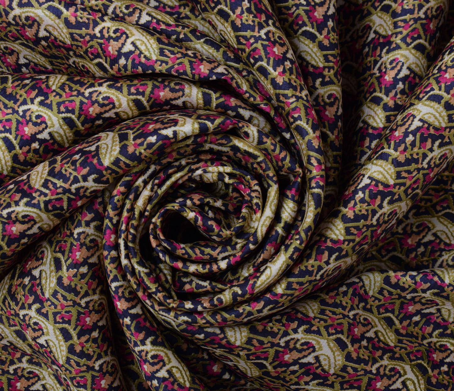 Sushila Vintage Blue Saree 100% Pure Silk Printed Floral Soft Craft Fabric