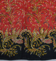 Sushila Vintage Red Saree 100% Pure Silk Printed Floral Soft Craft 5 Yard Fabric