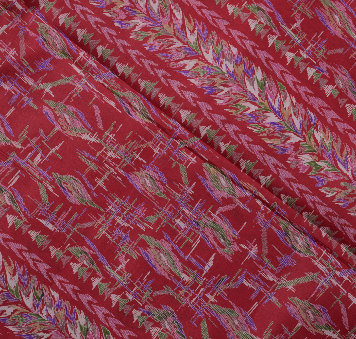 Sushila Vintage Maroon Saree 100% Pure Silk Printed Floral Soft Craft 5YD Fabric