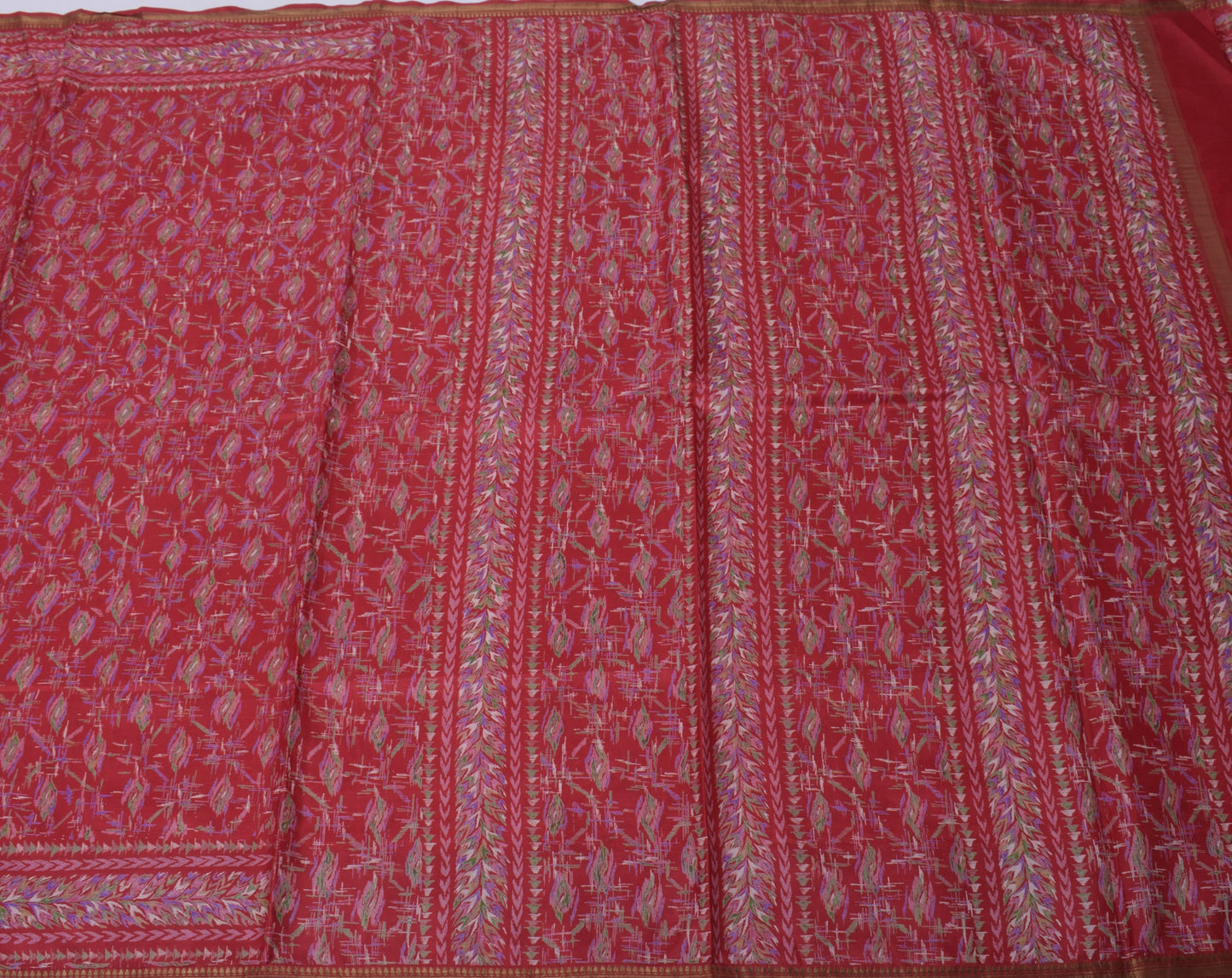 Sushila Vintage Maroon Saree 100% Pure Silk Printed Floral Soft Craft 5YD Fabric