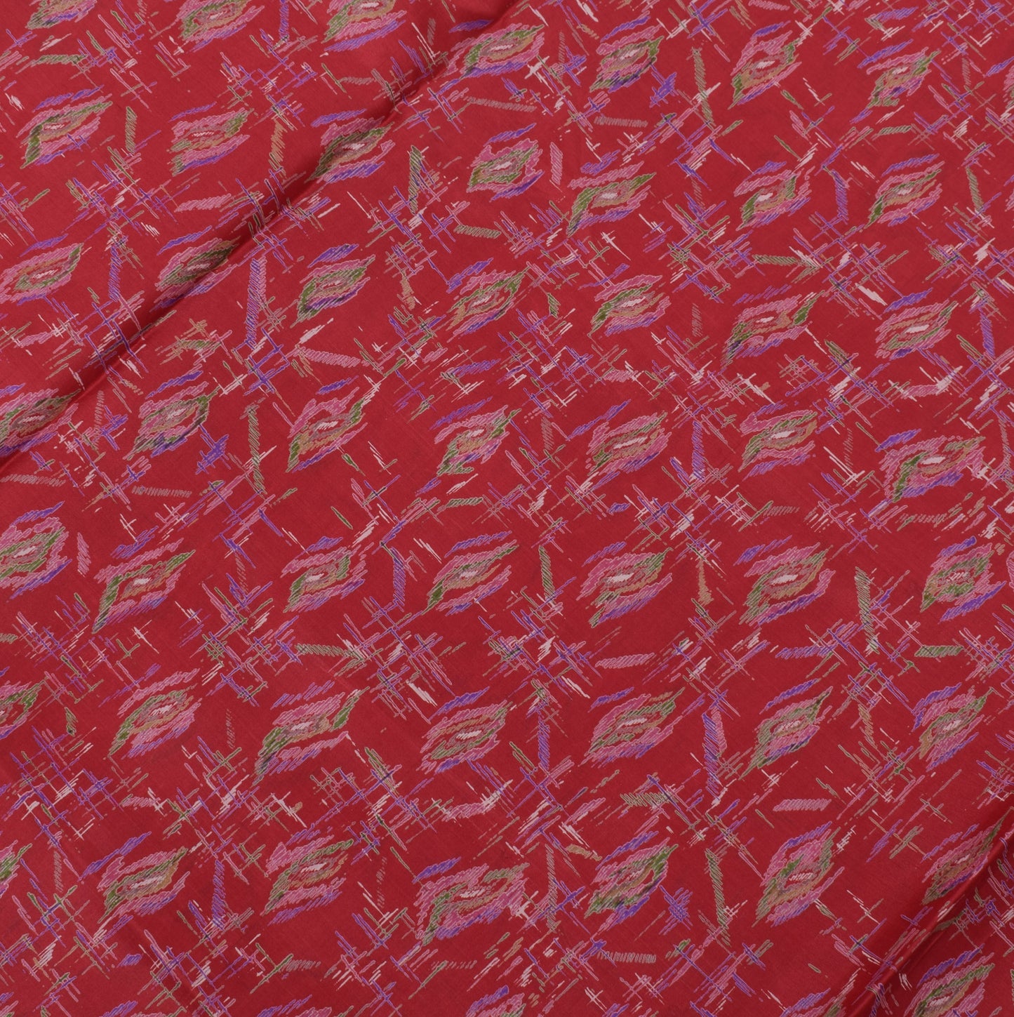 Sushila Vintage Maroon Saree 100% Pure Silk Printed Floral Soft Craft 5YD Fabric