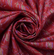 Sushila Vintage Maroon Saree 100% Pure Silk Printed Floral Soft Craft 5YD Fabric