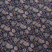 Sushila Vintage Blue Saree 100% Pure Silk Printed Floral Soft Craft Fabric