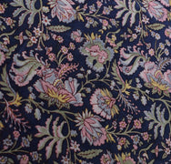 Sushila Vintage Blue Saree 100% Pure Silk Printed Floral Soft Craft Fabric