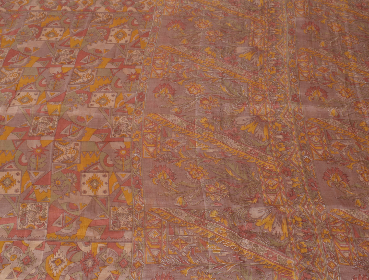 Sushila Vintage Indian Sari 100% Pure Silk Printed Floral Soft Craft Fabric
