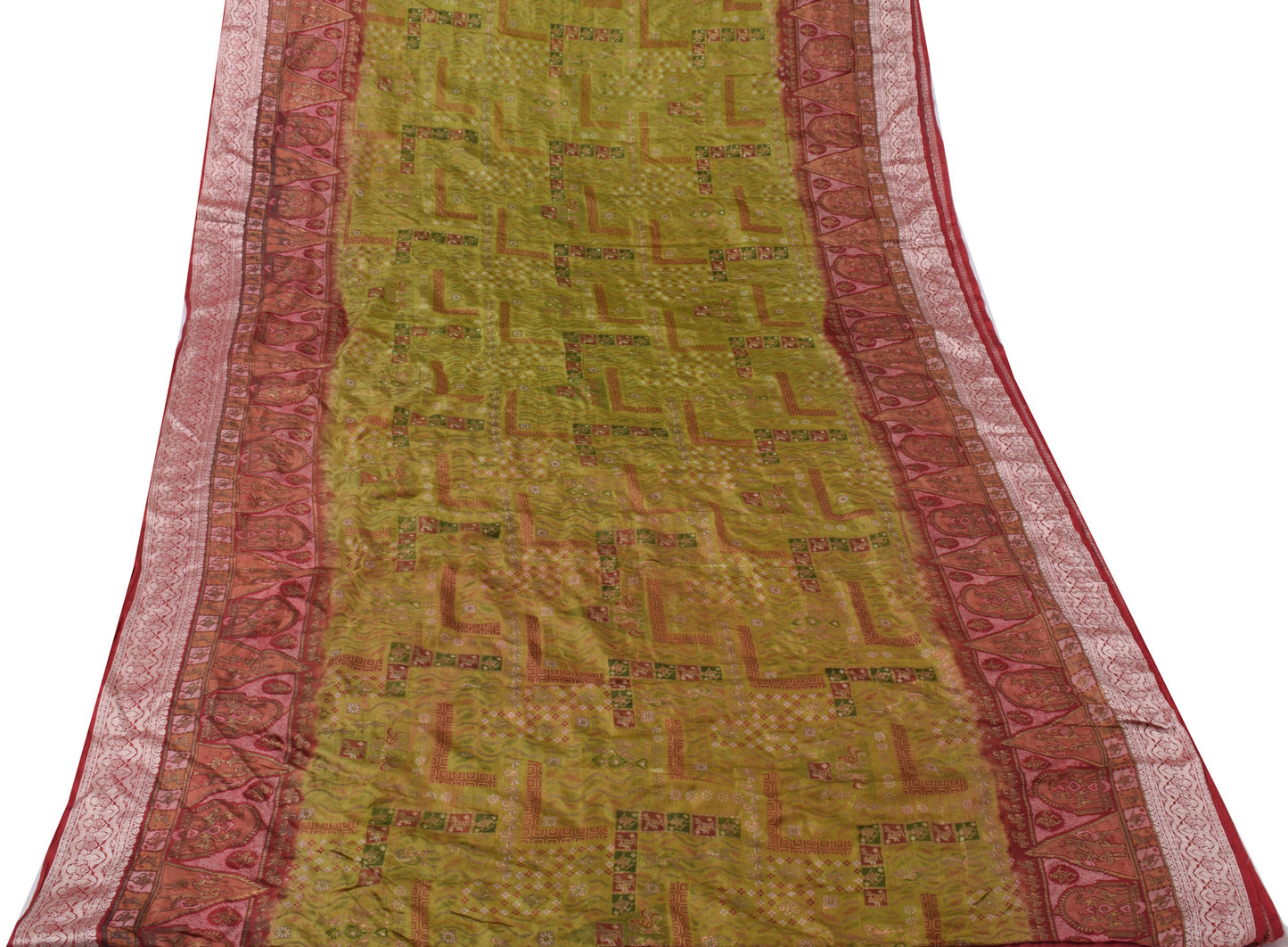 Sushila Vintage Green Saree 100% Pure Silk Printed Animal Soft Craft Fabric