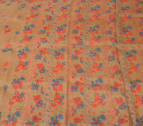 Sushila Vintage Indian  Saree 100% Pure Silk Printed Floral Craft 5 Yard Fabric