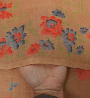 Sushila Vintage Indian  Saree 100% Pure Silk Printed Floral Craft 5 Yard Fabric
