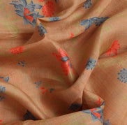 Sushila Vintage Indian  Saree 100% Pure Silk Printed Floral Craft 5 Yard Fabric