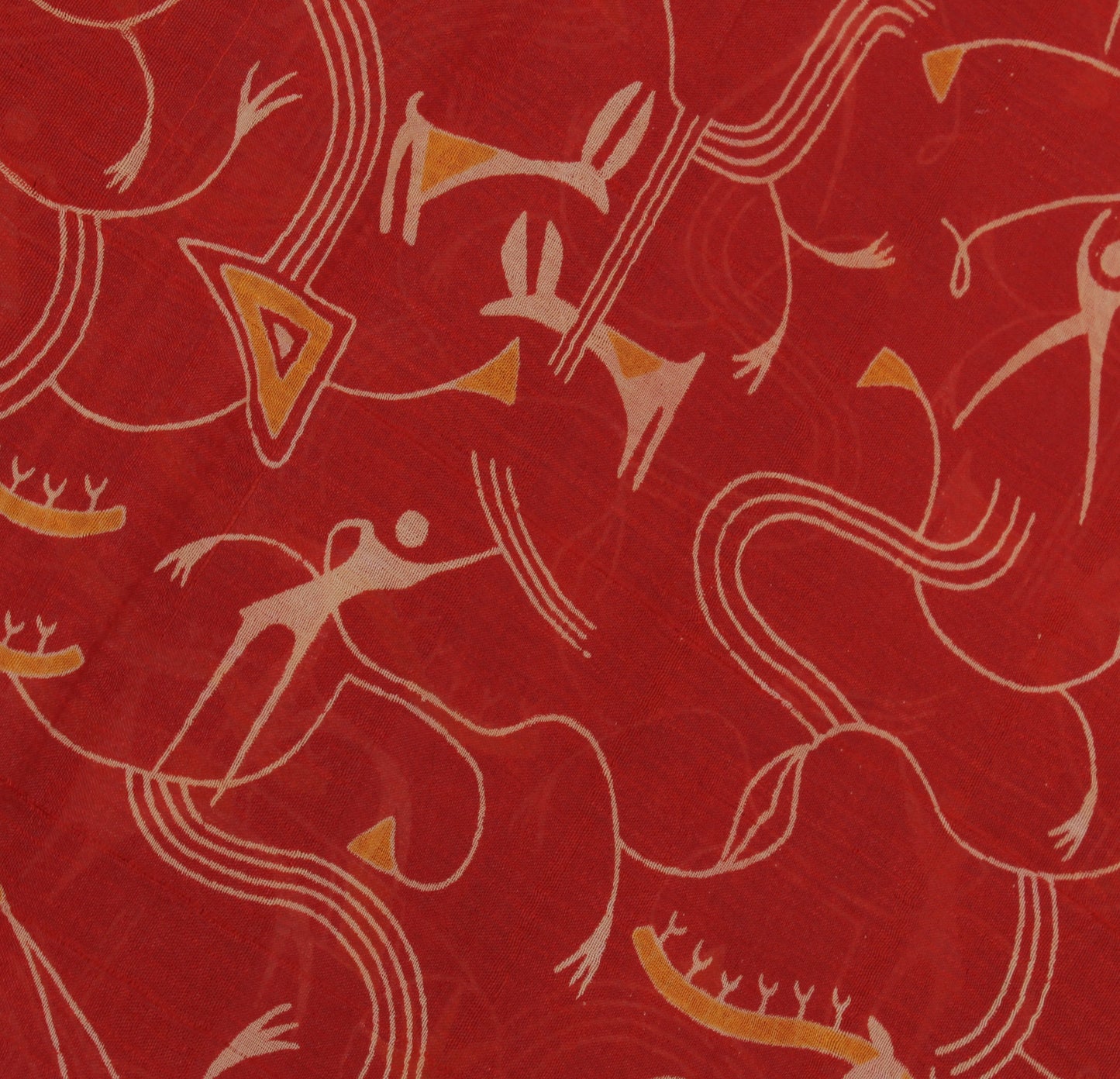 Sushila Vintage Red Sari 100% Pure Silk Printed Human Soft 5 Yard Craft Fabric