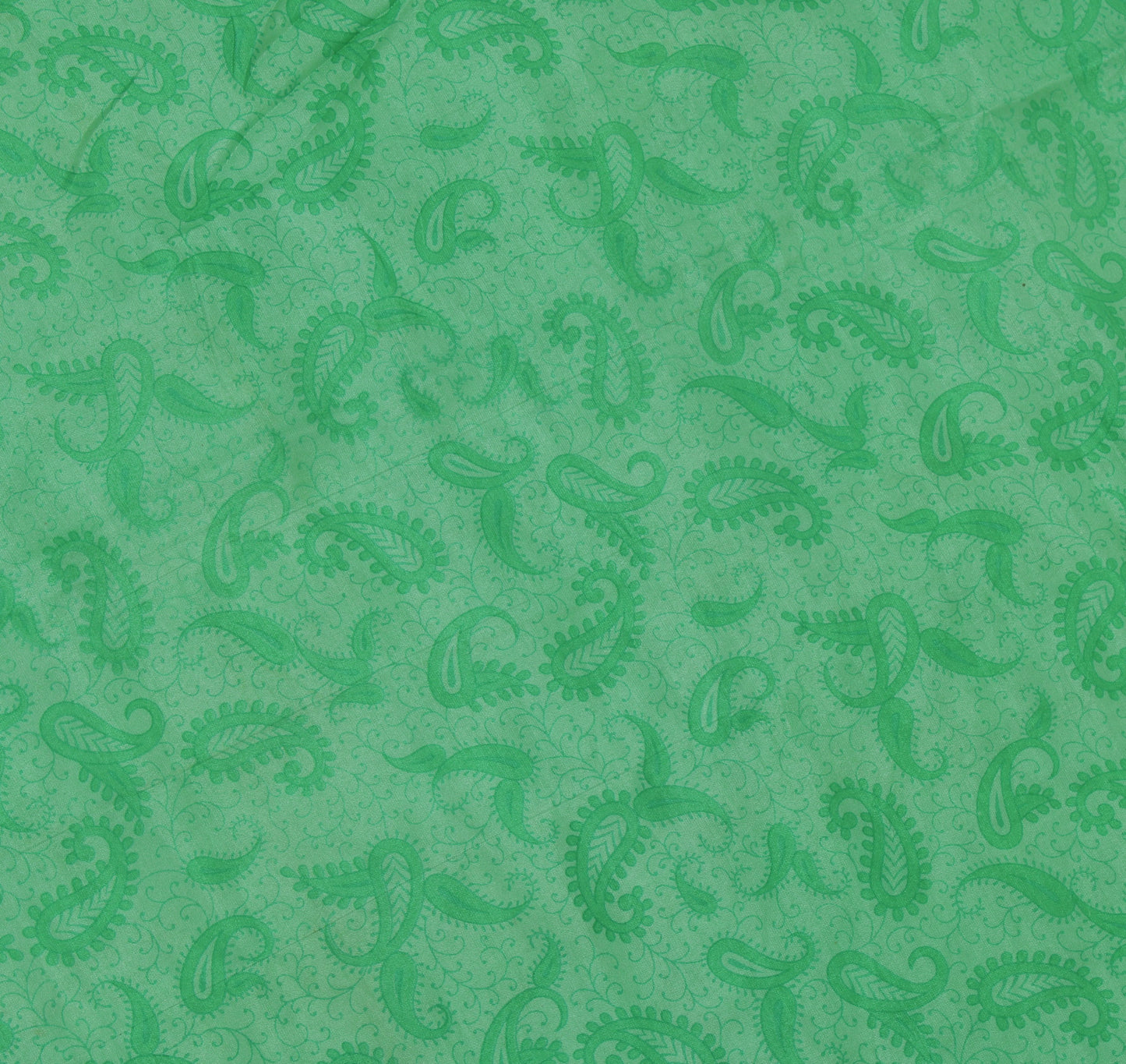 Sushila Vintage Green Saree 100% Pure Silk Printed Floral Soft 5 YD Craft Fabric