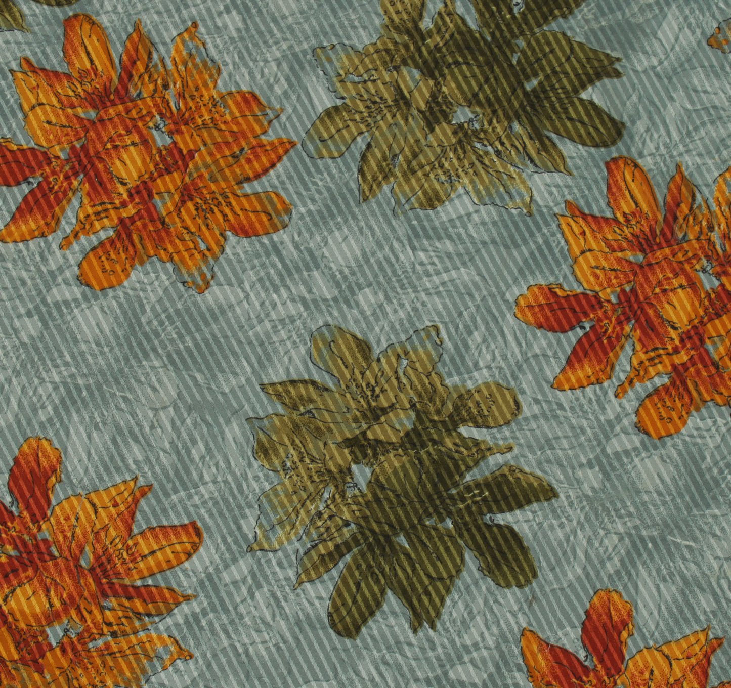 Sushila Vintage Gray Indian Saree Blend Silk Printed Floral Soft Craft Fabric