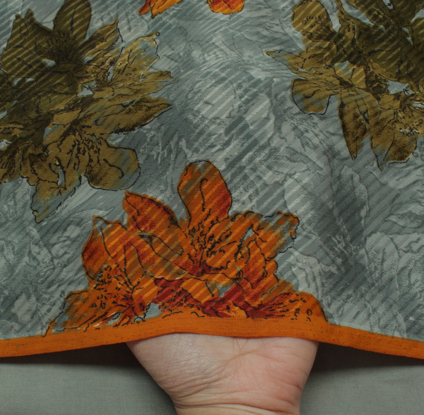 Sushila Vintage Gray Indian Saree Blend Silk Printed Floral Soft Craft Fabric