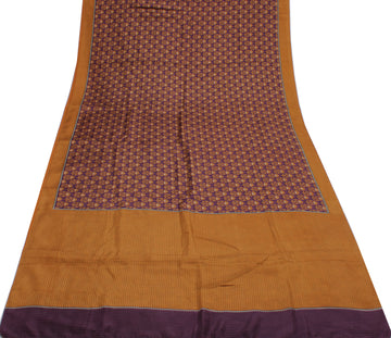 Sushila Vintage Purple Saree 100% Pure Silk Printed Floral Soft Craft Fabric