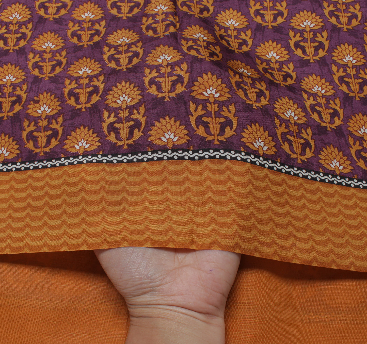 Sushila Vintage Purple Saree 100% Pure Silk Printed Floral Soft Craft Fabric