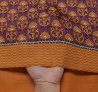 Sushila Vintage Purple Saree 100% Pure Silk Printed Floral Soft Craft Fabric