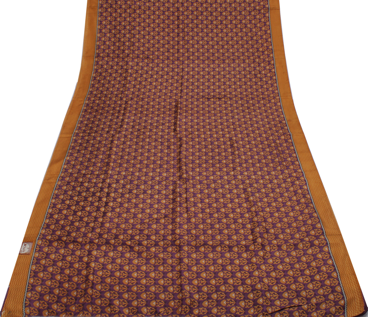 Sushila Vintage Purple Saree 100% Pure Silk Printed Floral Soft Craft Fabric