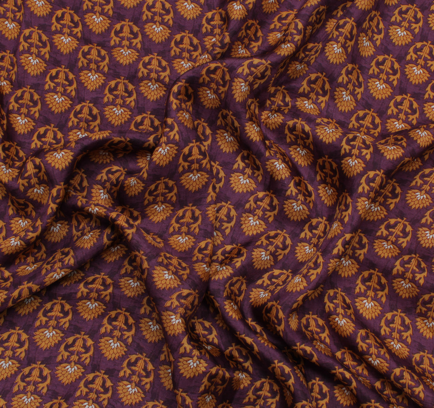 Sushila Vintage Purple Saree 100% Pure Silk Printed Floral Soft Craft Fabric