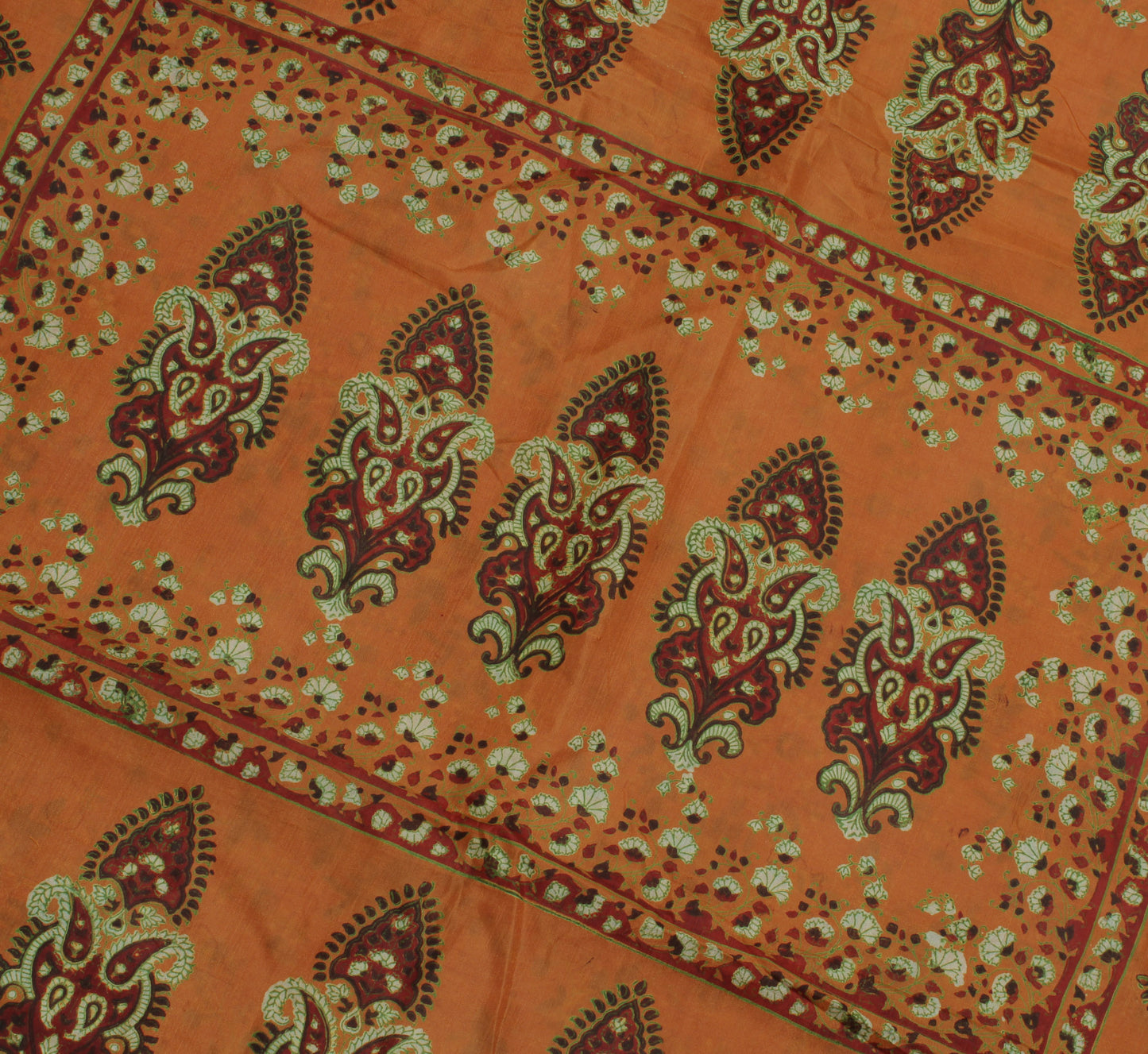 Sushila Vintage Brown Saree 100% Pure Silk Printed Floral Soft Craft Fabric