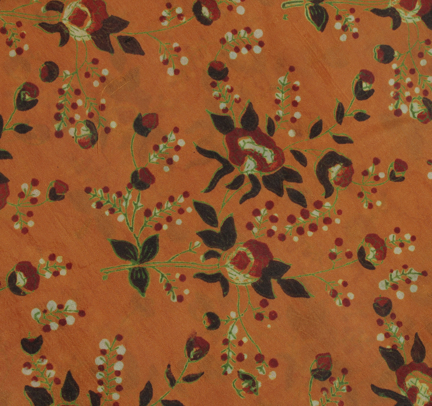 Sushila Vintage Brown Saree 100% Pure Silk Printed Floral Soft Craft Fabric