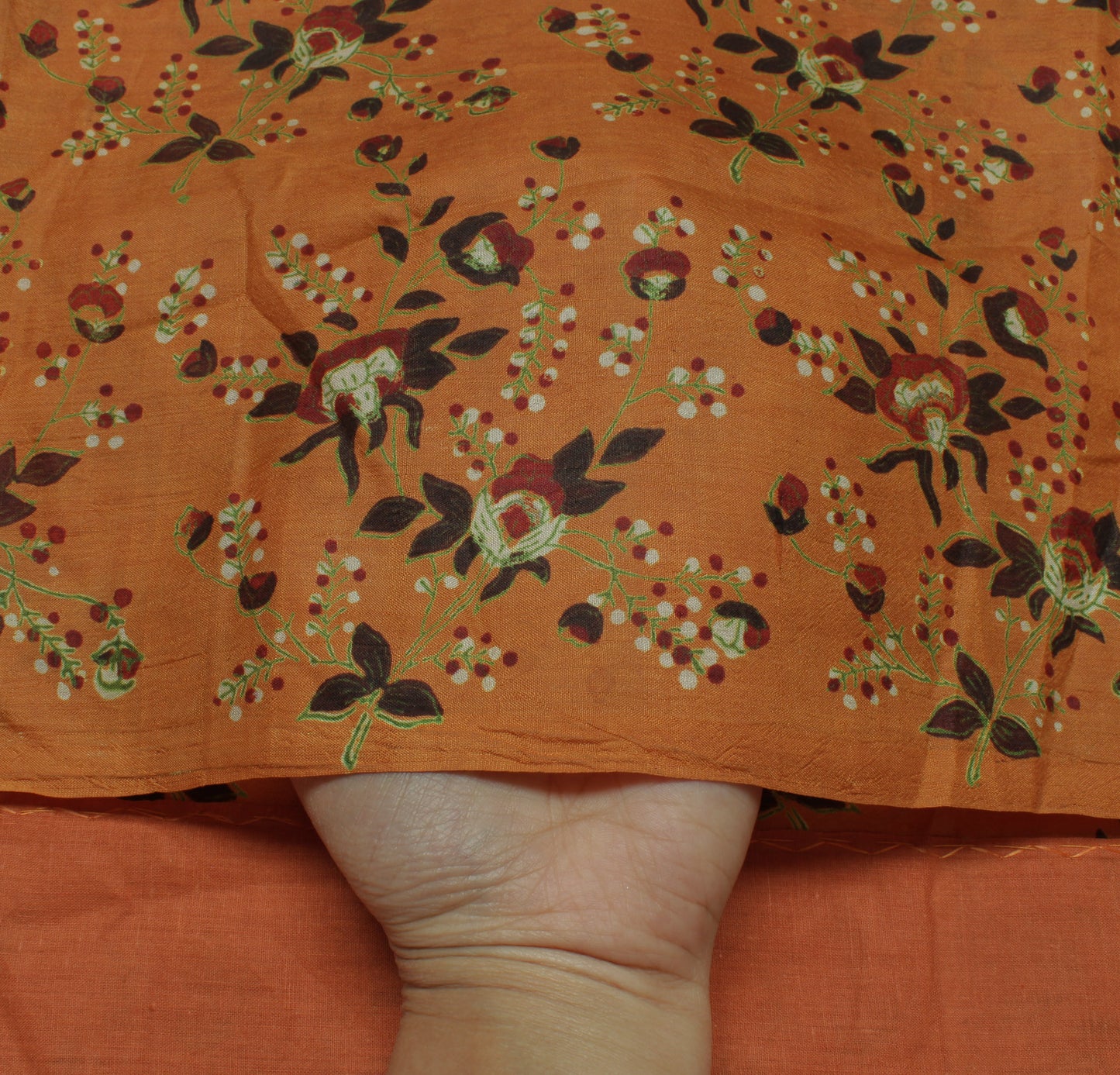 Sushila Vintage Brown Saree 100% Pure Silk Printed Floral Soft Craft Fabric