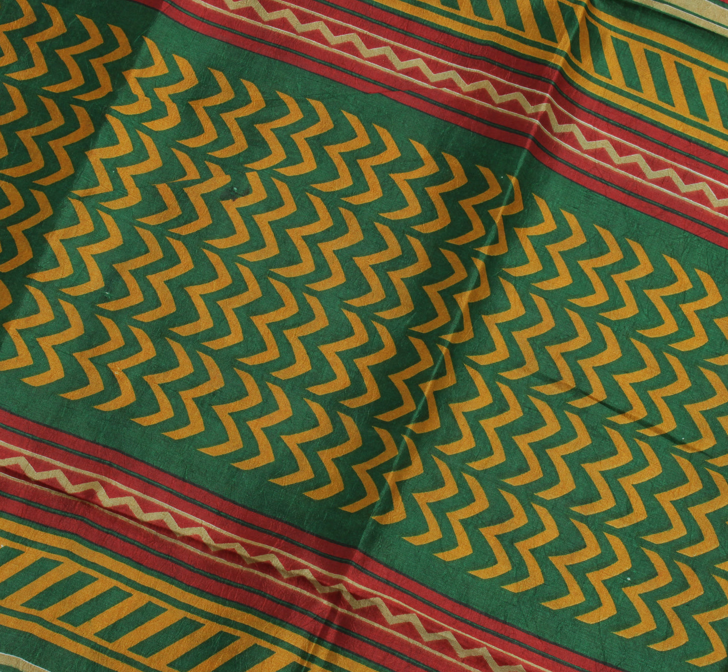 Sushila Vintage Green Saree 100% Pure Silk Printed Leheria Soft Craft Fabric
