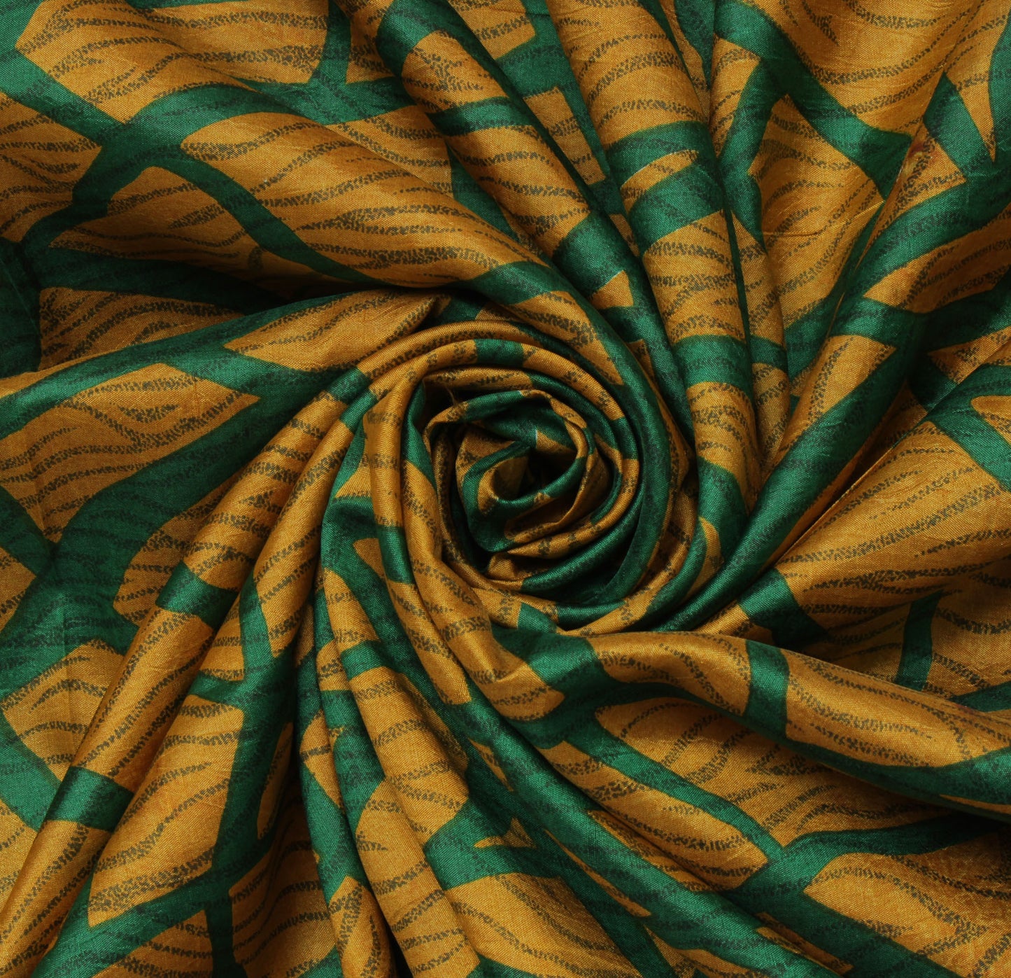 Sushila Vintage Green Saree 100% Pure Silk Printed Leheria Soft Craft Fabric