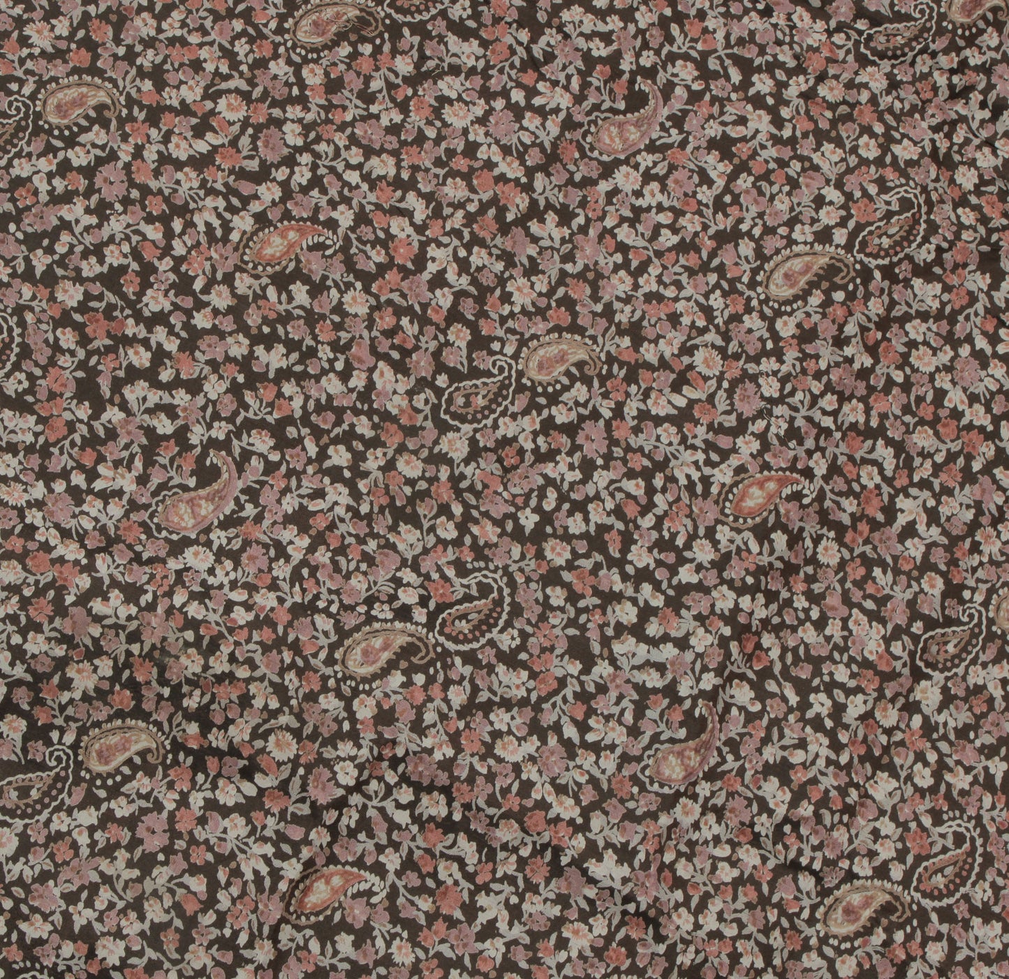 Sushila Vintage Brown Saree 100% Pure Silk Printed Floral Soft Craft Fabric