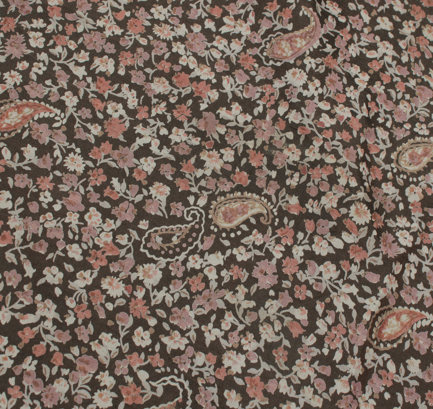 Sushila Vintage Brown Saree 100% Pure Silk Printed Floral Soft Craft Fabric
