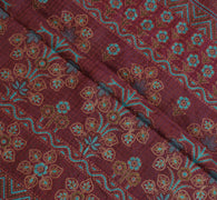 Sushila Vintage Purple Saree 100% Pure Silk Printed Soft Dress Craft Sari Fabric