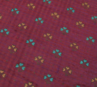 Sushila Vintage Purple Saree 100% Pure Silk Printed Soft Dress Craft Sari Fabric