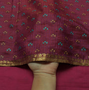 Sushila Vintage Purple Saree 100% Pure Silk Printed Soft Dress Craft Sari Fabric