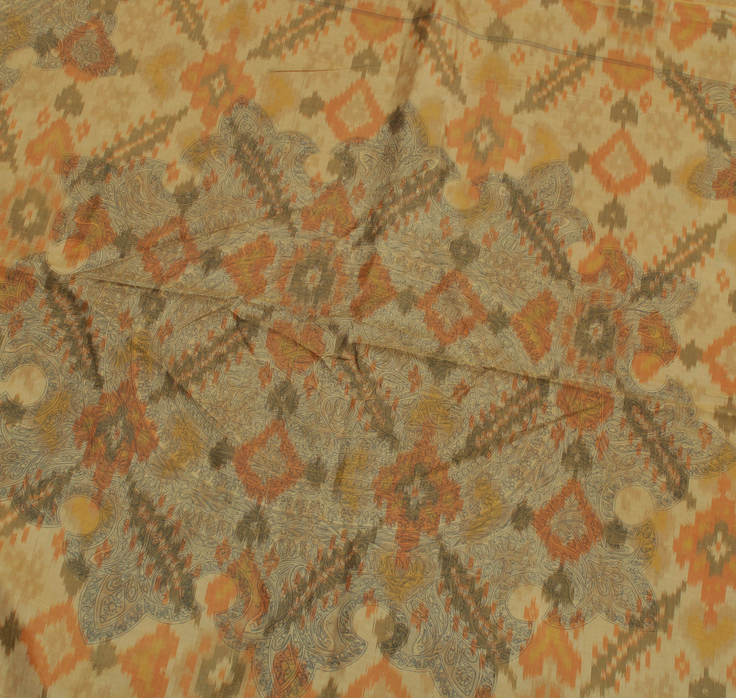 Sushila Vintage Brown Saree 100% Pure Silk Printed Indian Soft 5 YD Craft Fabric