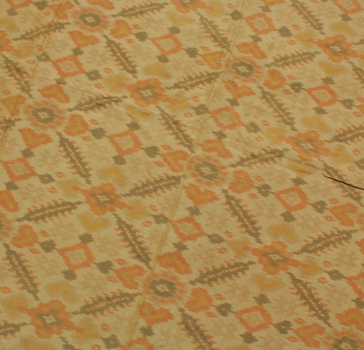 Sushila Vintage Brown Saree 100% Pure Silk Printed Indian Soft 5 YD Craft Fabric