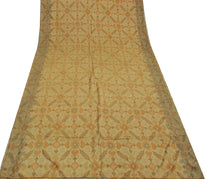 Sushila Vintage Brown Saree 100% Pure Silk Printed Indian Soft 5 YD Craft Fabric