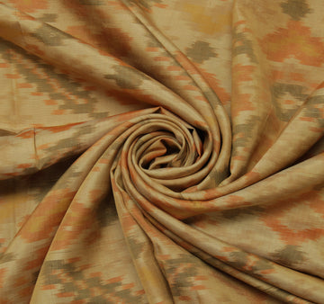 Sushila Vintage Brown Saree 100% Pure Silk Printed Indian Soft 5 YD Craft Fabric