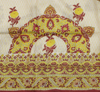 Sushila Vintage Cream Saree 100% Pure Silk Printed Floral Soft Craft Sari Fabric