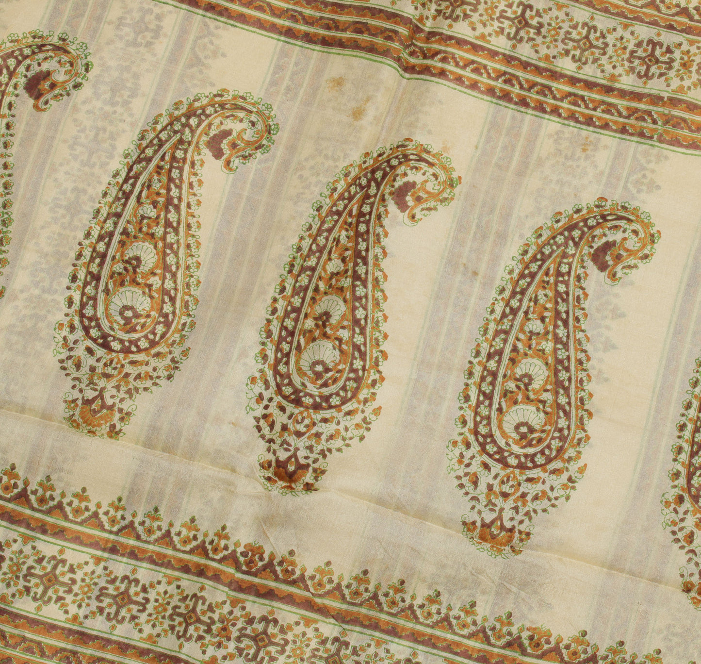 Sushila Vintage Mustard Saree 100% Pure Silk Printed Indian Soft Craft Fabric