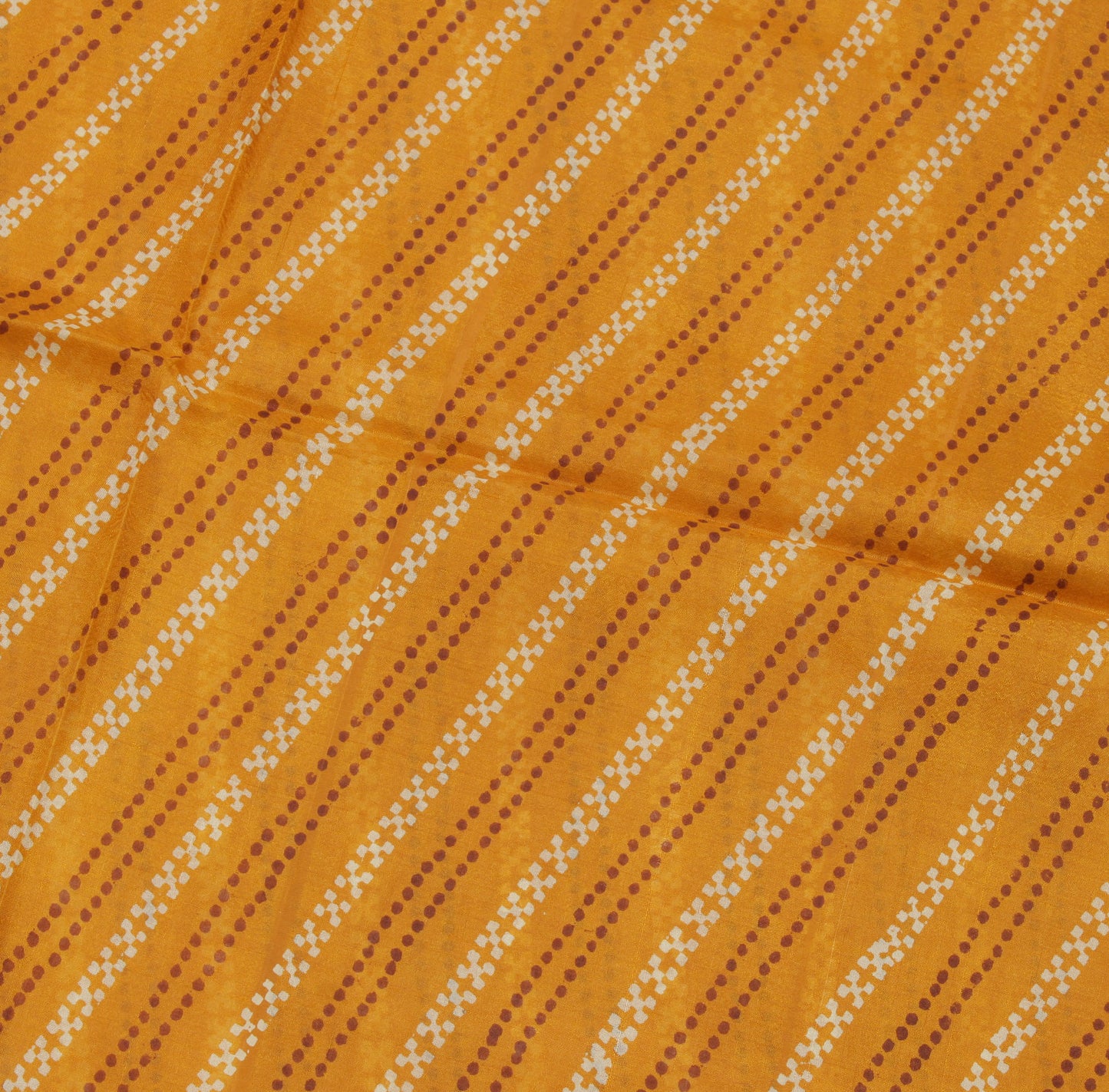 Sushila Vintage Mustard Saree 100% Pure Silk Printed Indian Soft Craft Fabric