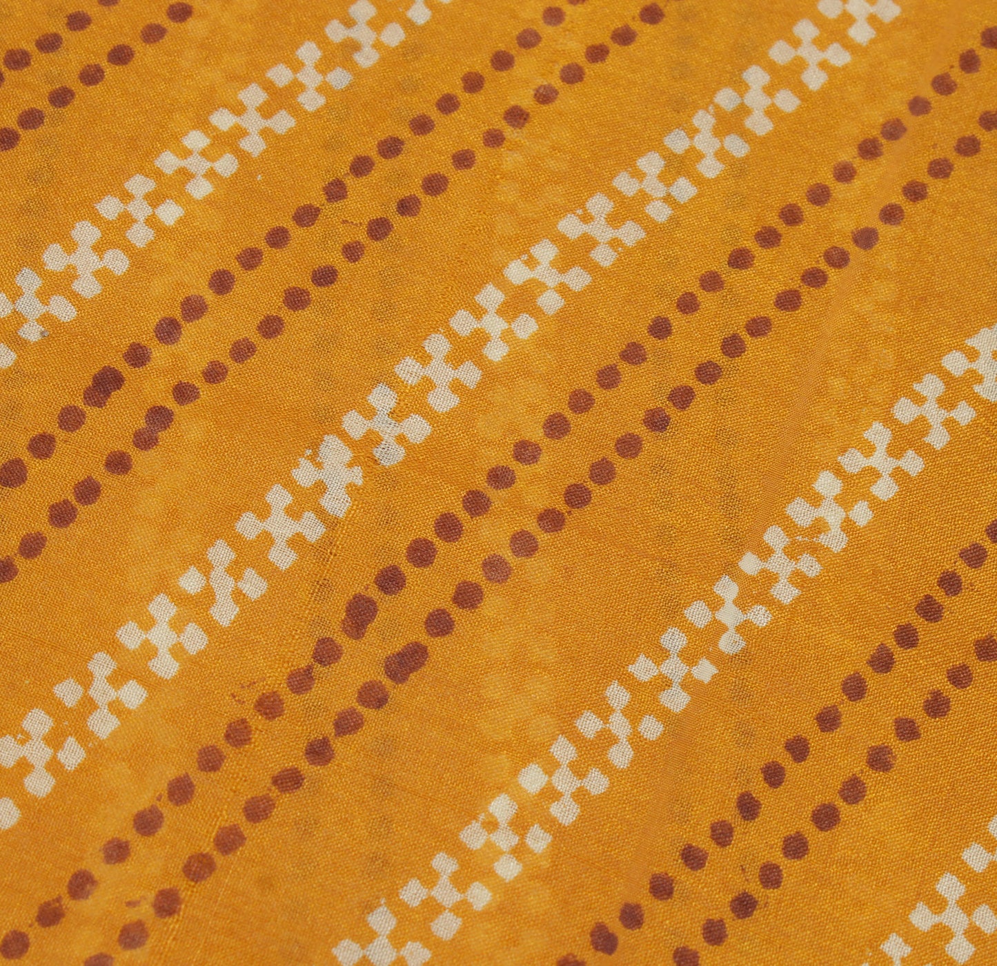 Sushila Vintage Mustard Saree 100% Pure Silk Printed Indian Soft Craft Fabric