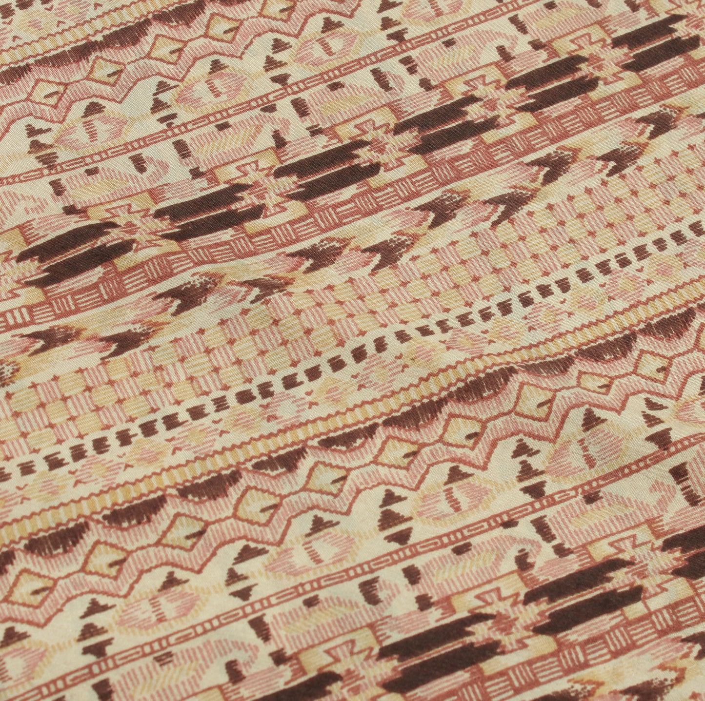 Sushila Vintage Cream Saree 100% Pure Silk Printed Indian Soft Craft Sari Fabric