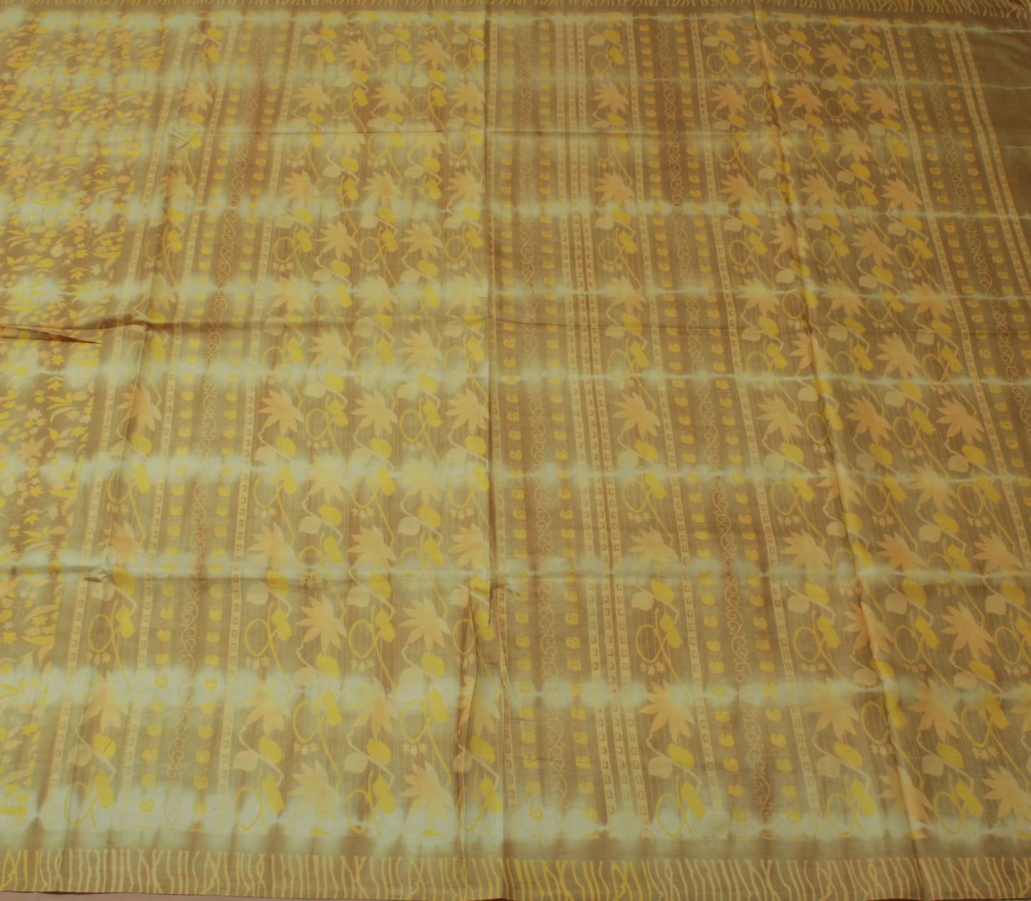 Sushila Vintage Green Saree 100% Pure Crepe Silk Printed Floral Soft Fabric