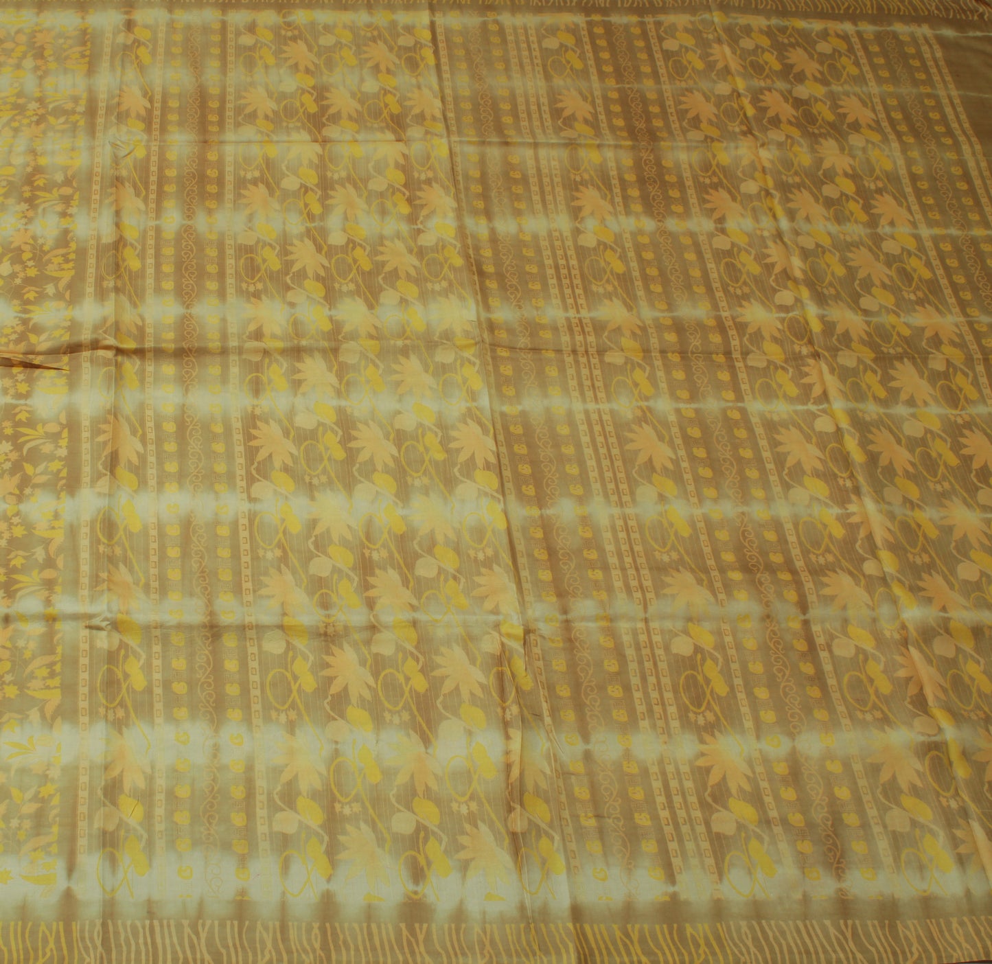 Sushila Vintage Green Saree 100% Pure Crepe Silk Printed Floral Soft Fabric