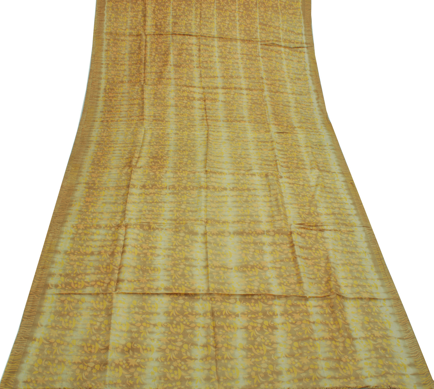 Sushila Vintage Green Saree 100% Pure Crepe Silk Printed Floral Soft Fabric