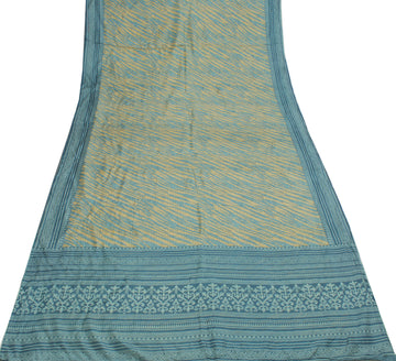 Sushila Vintage Cream Saree 100% Pure Silk Printed Indian Soft 5 Yard Fabric