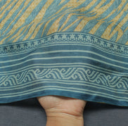Sushila Vintage Cream Saree 100% Pure Silk Printed Indian Soft 5 Yard Fabric
