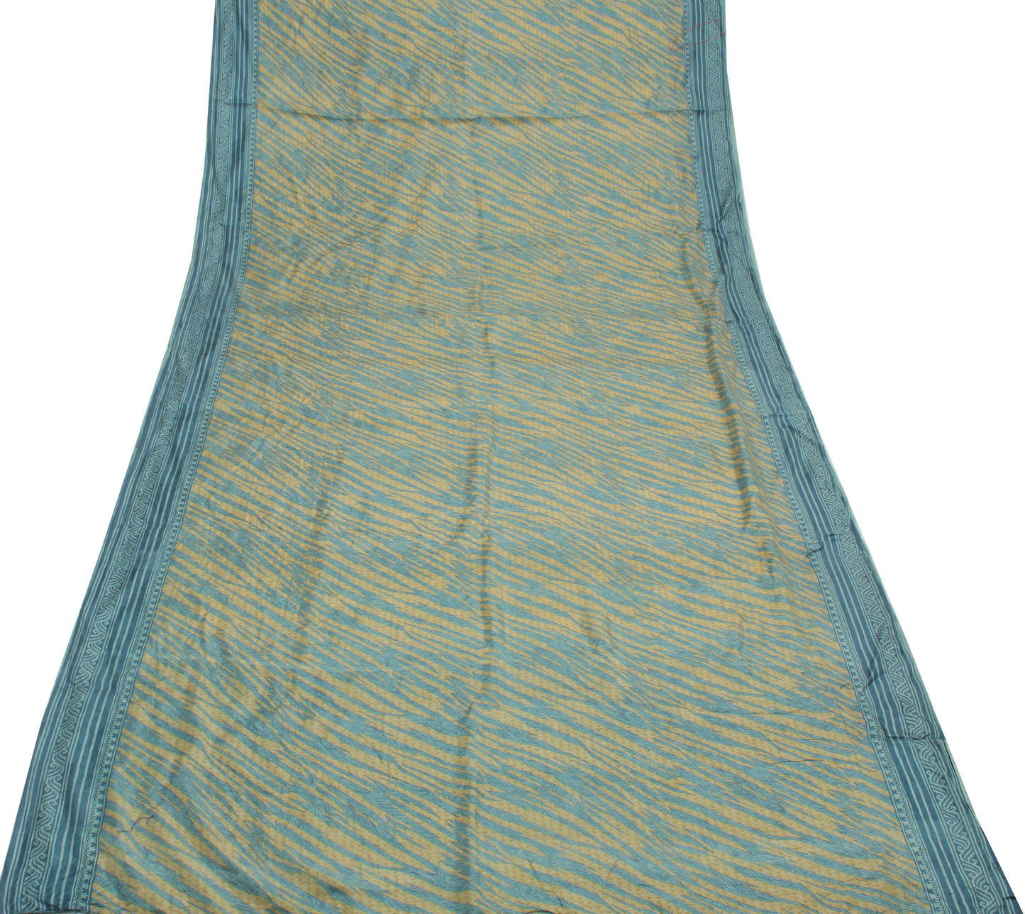 Sushila Vintage Cream Saree 100% Pure Silk Printed Indian Soft 5 Yard Fabric