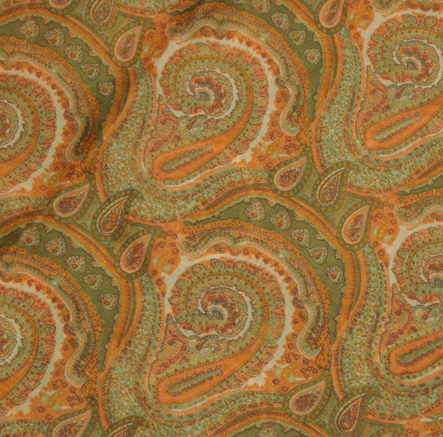 Sushila Vintage Green Saree 100% Pure Silk Printed Paisley Soft Craft Fabric