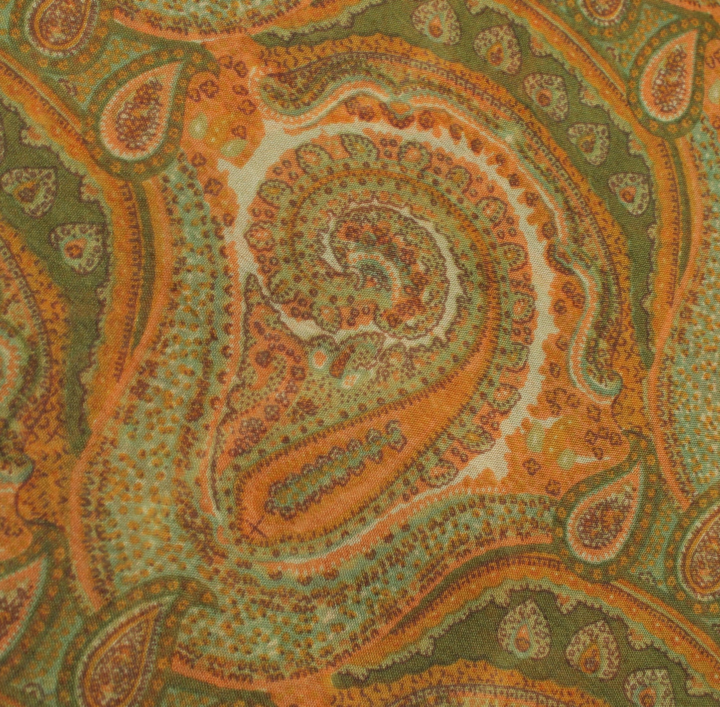 Sushila Vintage Green Saree 100% Pure Silk Printed Paisley Soft Craft Fabric